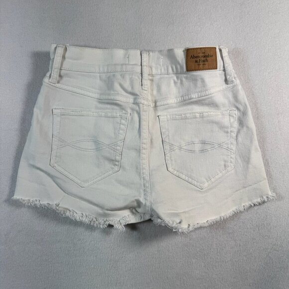 Abercrombie and Fitch Shorts Womens 25 White Cut Off Mid Rise Button Fly - Picture 2 of 11